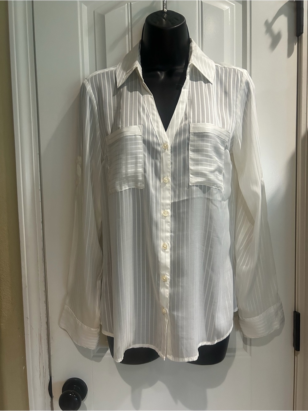 Express Sheer Striped Portofino Top